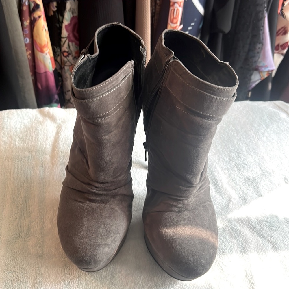 5 inches heels gray booties